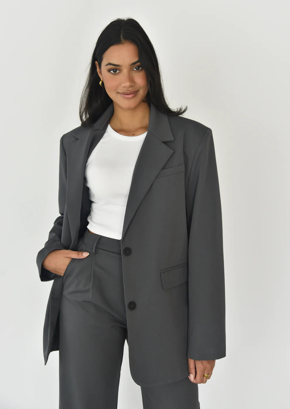 Gerader Oversize-Blazer In Grau