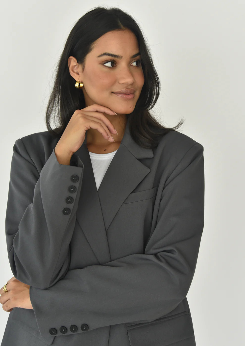 Gerader Oversize-Blazer In Grau